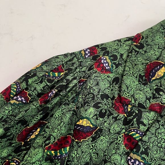 Vintage Stanley Platos green multi floral wrap tie waist blouse size 4 - Picture 8 of 13